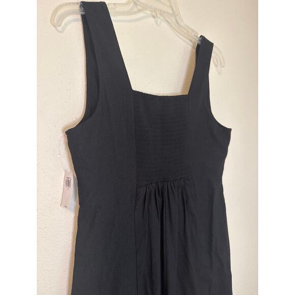 Old Navy Black Linen Blend Maxi Strap Dress Stretch Back Size Medium NWT Resort - Picture 4 of 9